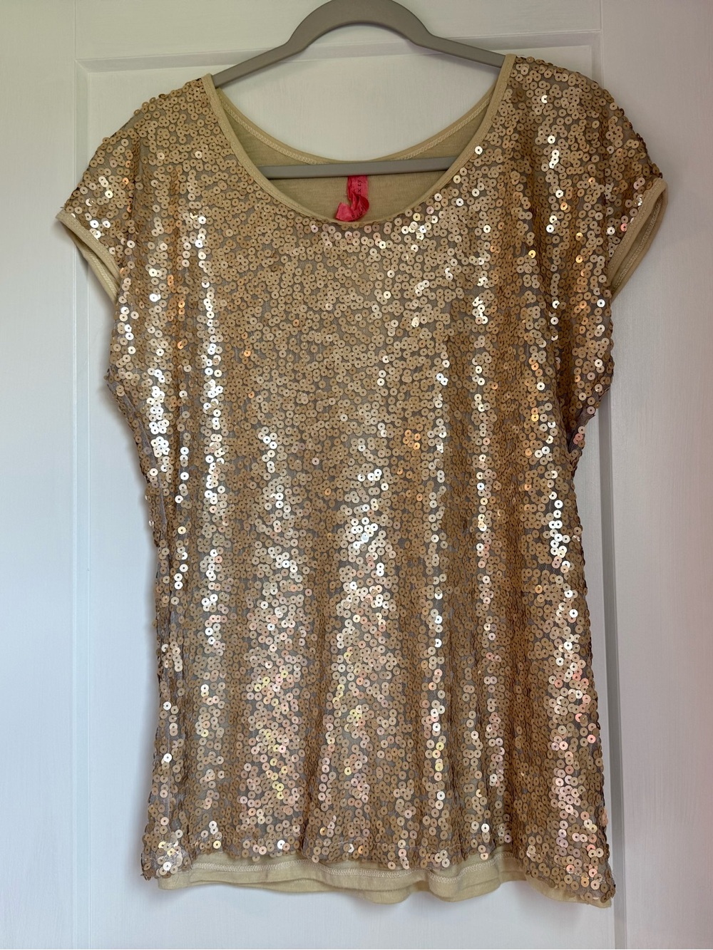 Sequin Short Sleeve Top - Gold